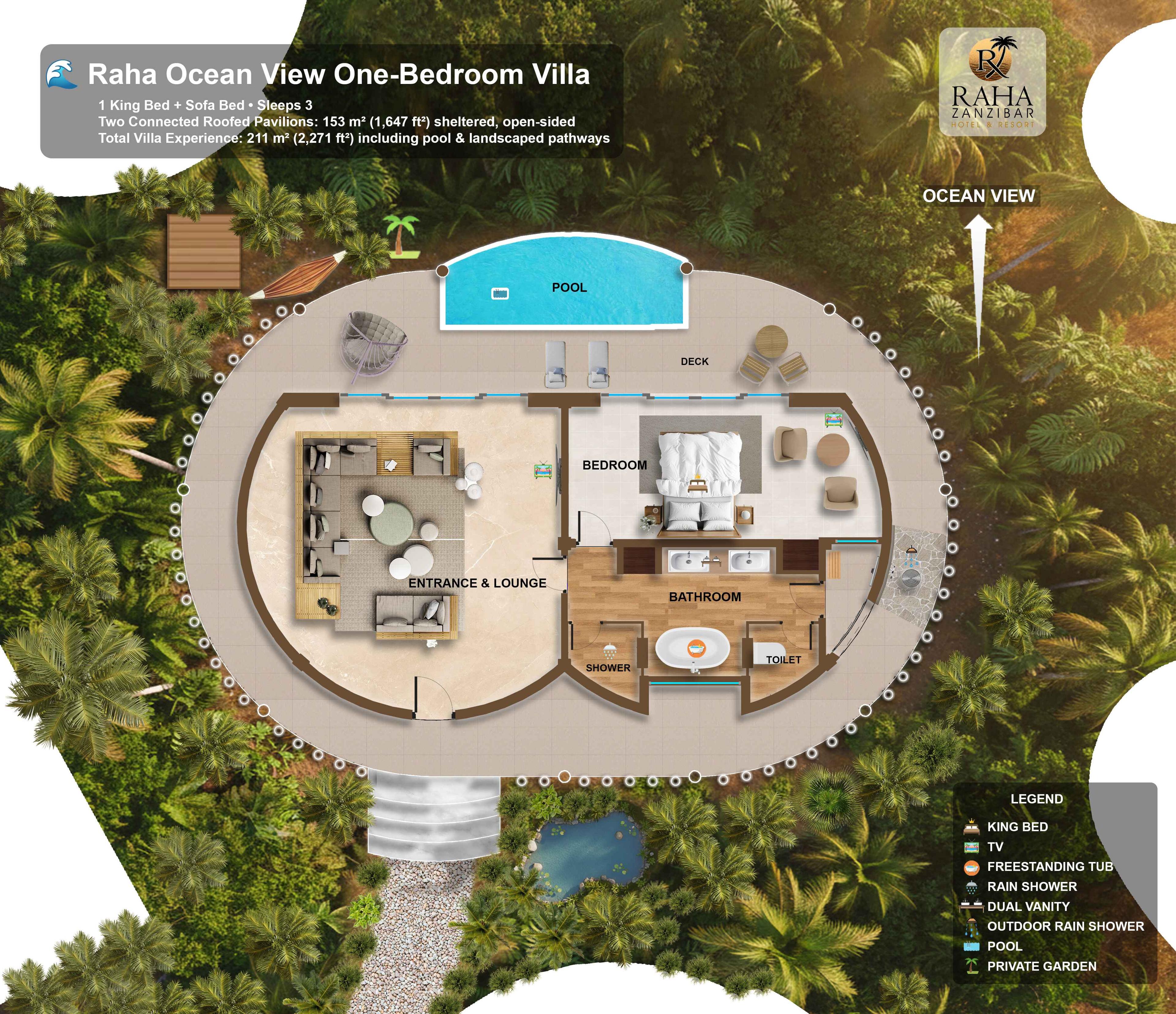 Raha Panorama One-Bedroom Villa floor plan