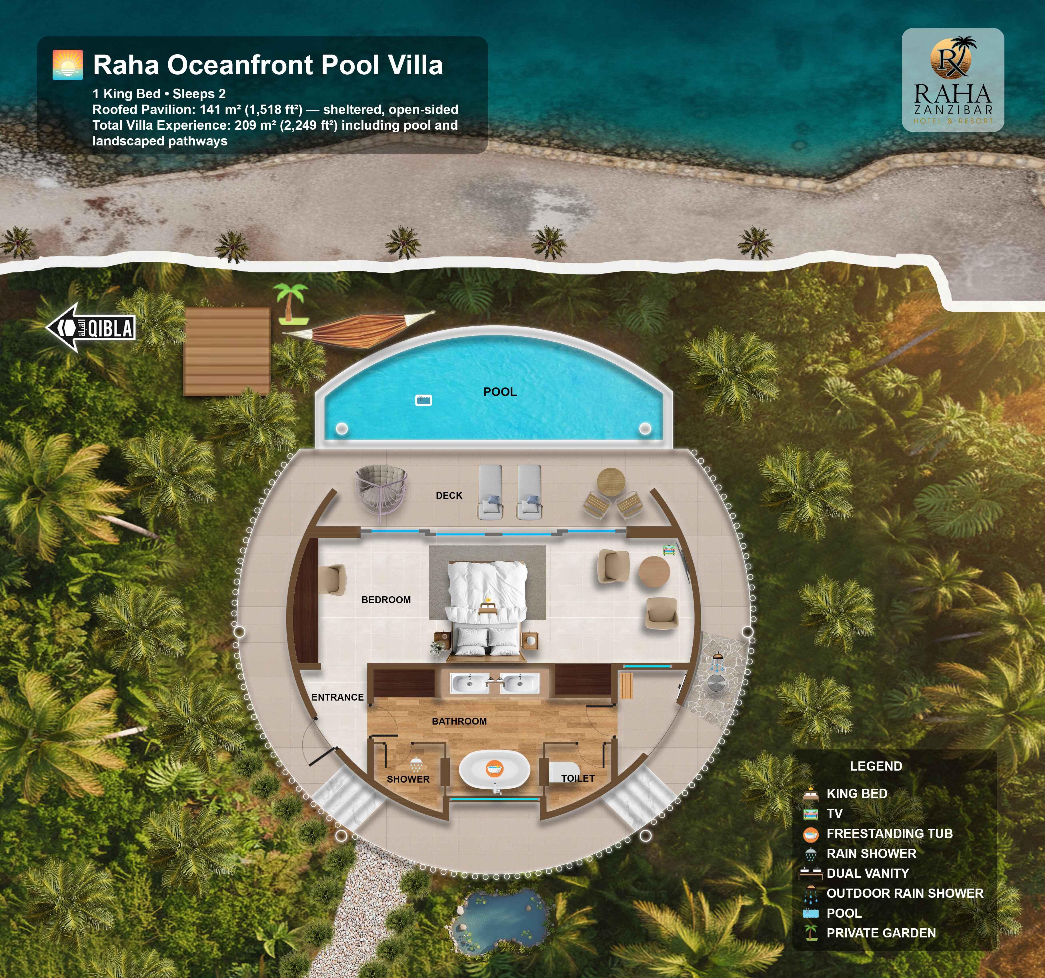 Raha Ocean View One-Bedroom Villa floor plan